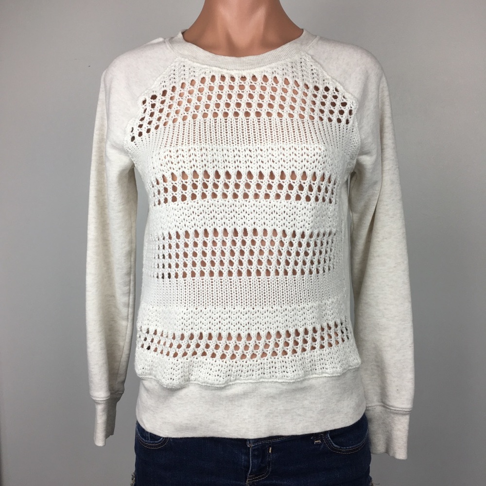 🛍 Aerie Knit Sweater Cream Size Small - Picture 2 of 8